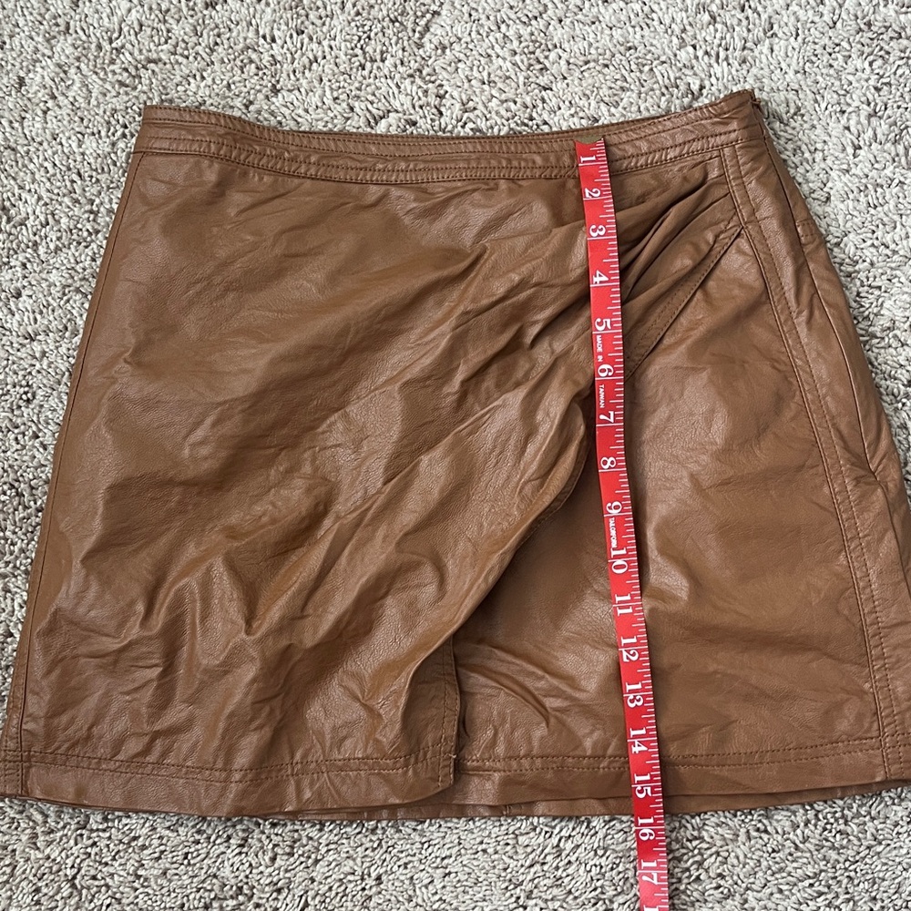 Free People Brown Faux Leather Mini Skirt - Picture 4 of 8